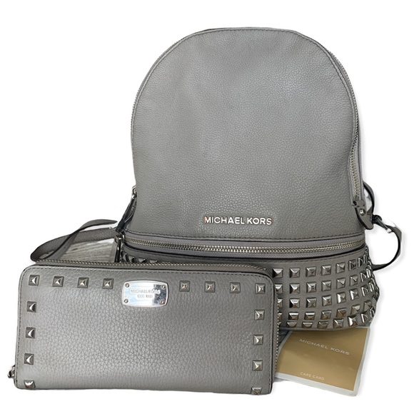 Michael Kors leather backpack zip wallet set